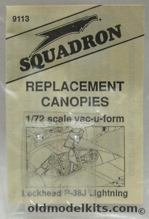 Squadron 1/72 (2) P-38J Lightning Replacement Canopies, 9113 plastic model kit